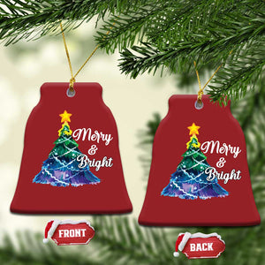 Colorful Christmas Tree Merry And Bright Christmas Ornament TS09 Bell Flake Red Print Your Wear