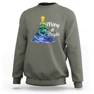 Merry And Bright Colorful Christmas Tree Xmas Holiday Sweatshirt TS09 Printyourwear