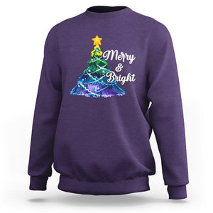 Merry And Bright Colorful Christmas Tree Xmas Holiday Sweatshirt TS09 Printyourwear