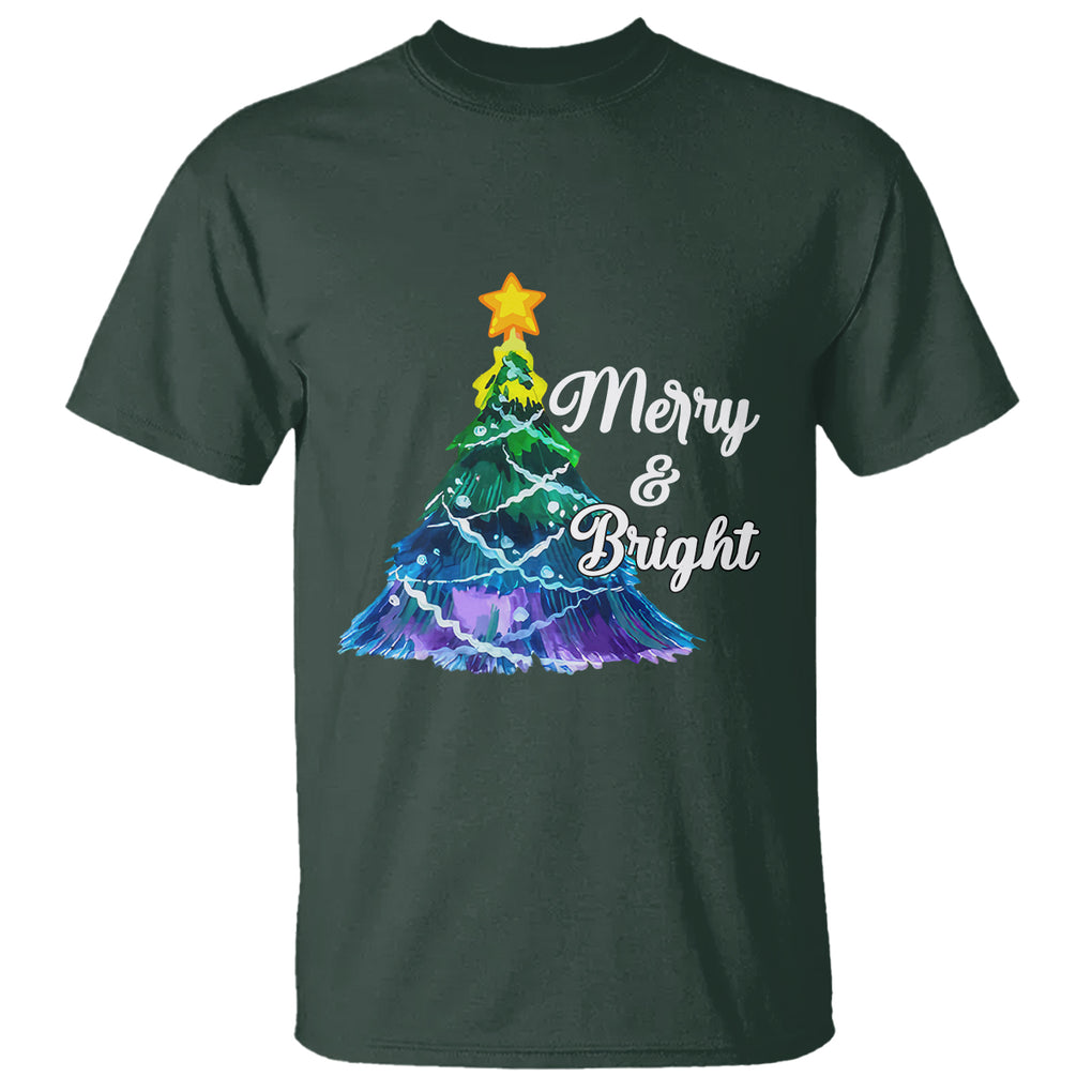 Merry And Bright Colorful Christmas Tree Xmas Holiday T Shirt TS09 Printyourwear