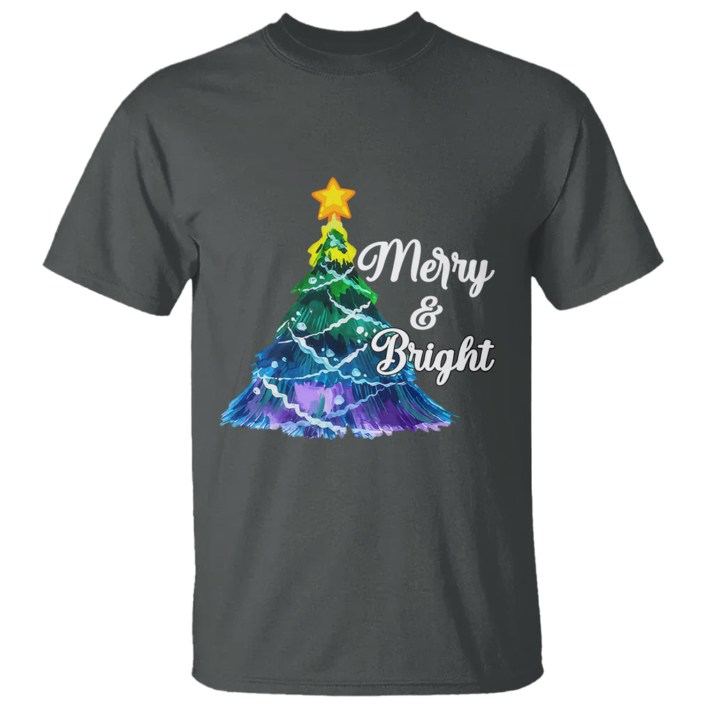 Merry And Bright Colorful Christmas Tree Xmas Holiday T Shirt TS09 Printyourwear