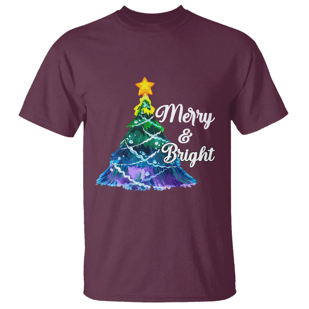 Merry And Bright Colorful Christmas Tree Xmas Holiday T Shirt TS09 Printyourwear