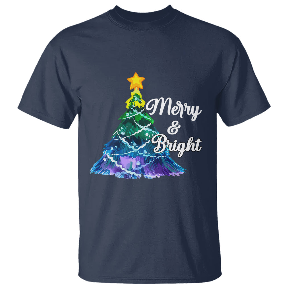 Merry And Bright Colorful Christmas Tree Xmas Holiday T Shirt TS09 Printyourwear