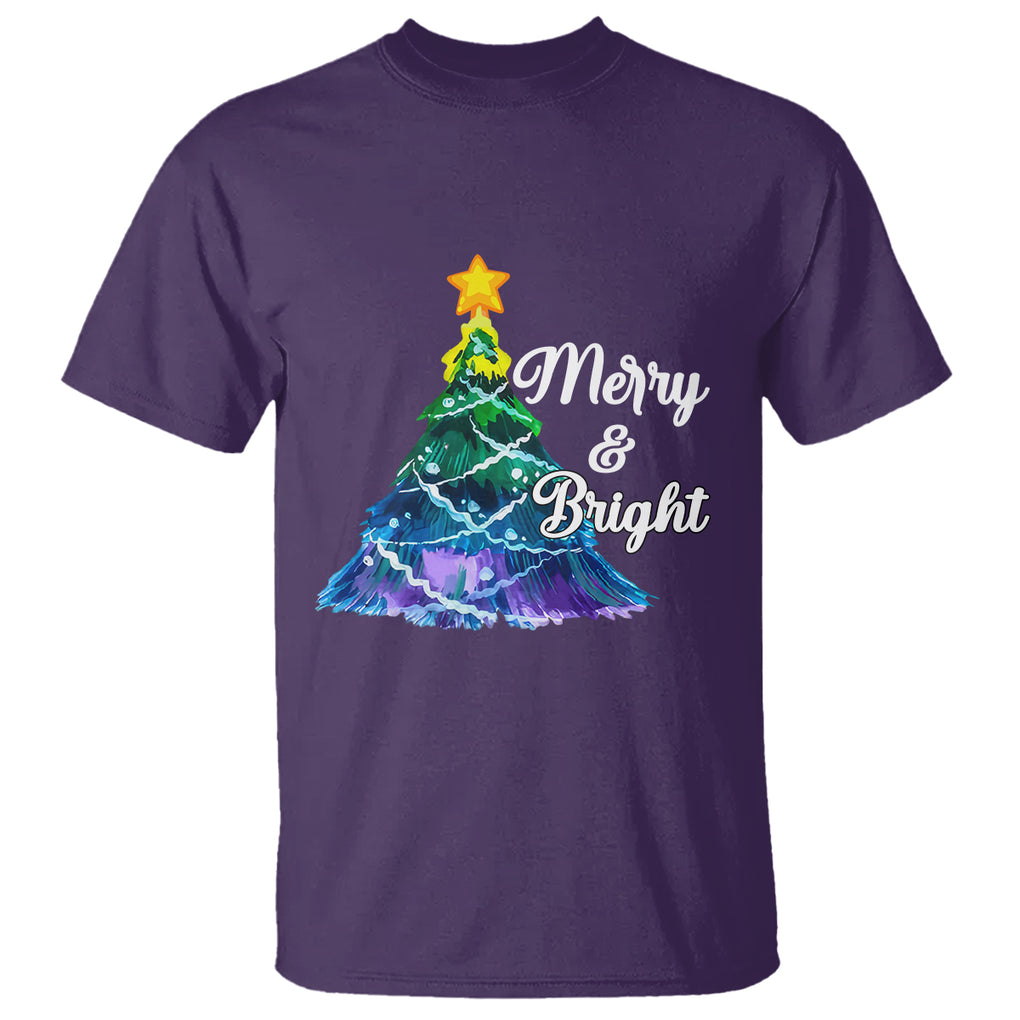 Merry And Bright Colorful Christmas Tree Xmas Holiday T Shirt TS09 Printyourwear