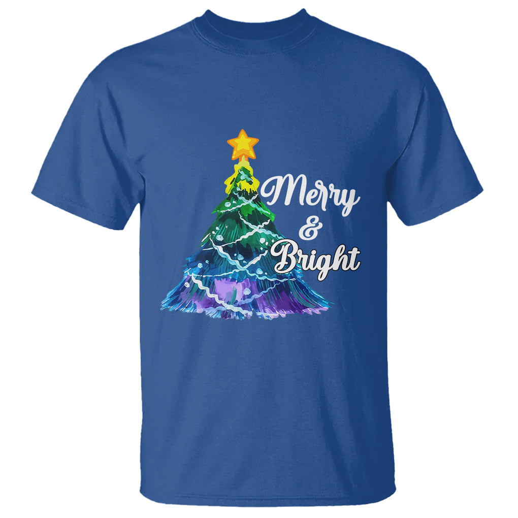 Merry And Bright Colorful Christmas Tree Xmas Holiday T Shirt TS09 Printyourwear