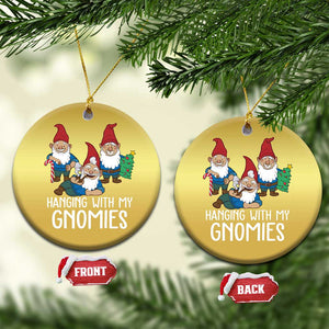 Funny Xmas Garden Christmas Ornament Hanging With My Gnomies TS09 Circle Gold Print Your Wear