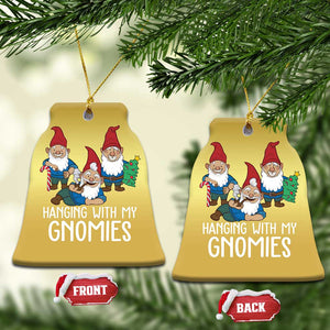 Funny Xmas Garden Christmas Ornament Hanging With My Gnomies TS09 Bell Flake Gold Print Your Wear