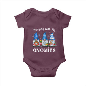 Hanging With My Gnomies Cute Xmas Gnome Baby Onesie TS09 Maroon Print Your Wear