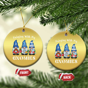 Cute Xmas Gnome Christmas Ornament Hanging With My Gnomies TS09 Circle Gold Print Your Wear