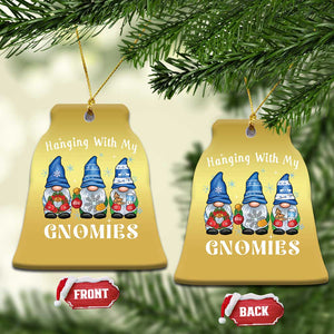 Cute Xmas Gnome Christmas Ornament Hanging With My Gnomies TS09 Bell Flake Gold Print Your Wear