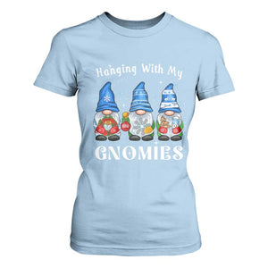 Hanging With My Gnomies Cute Xmas Gnome T Shirt For Women TS09 Light Blue Print Your Wear