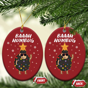 Funny Xmas Christmas Ornament Baaah Humbug Black Sheep Christmas Tree TS09 Oval Red Print Your Wear