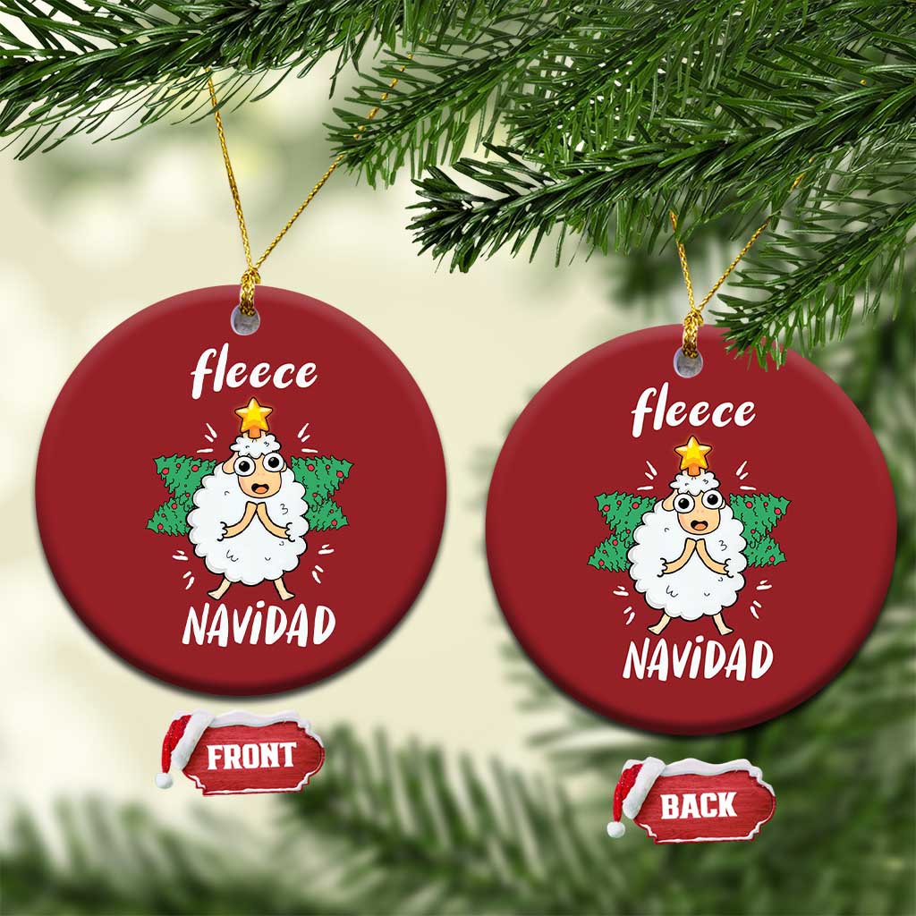 Funny Xmas Christmas Ornament Fleece Navidad Cute Sheep Christmas Tree TS09 Circle Red Print Your Wear