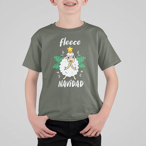 Fleece Navidad Cute Sheep Christmas Lights T Shirt For Kid TS09 Printyourwear