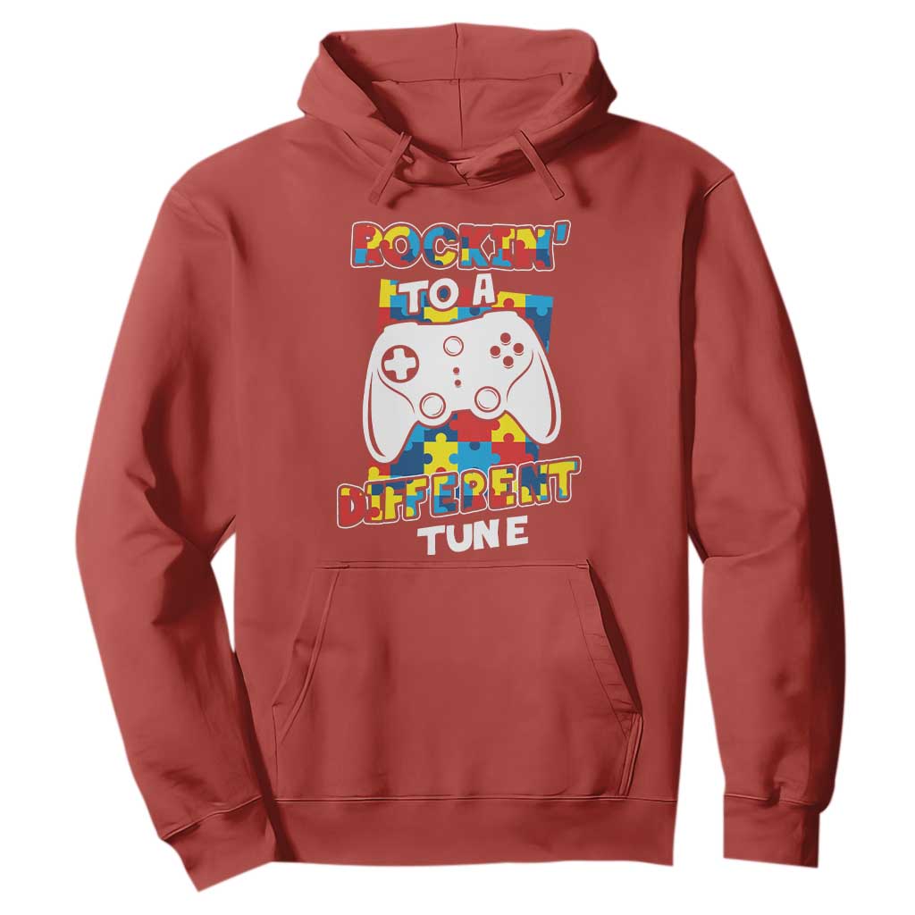 Autism Awareness Hoodie Rocking To A Different Tune Autistic Gamer TS09 Red Printyourwear