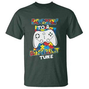 Autism Awareness T Shirt Rocking To A Different Tune Autistic Gamer TS09 Dark Forest Green Printyourwear