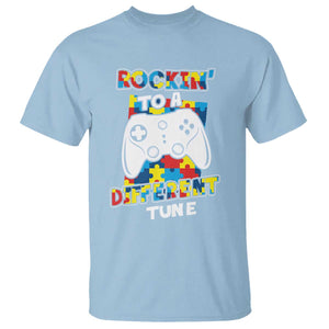 Autism Awareness T Shirt Rocking To A Different Tune Autistic Gamer TS09 Light Blue Printyourwear