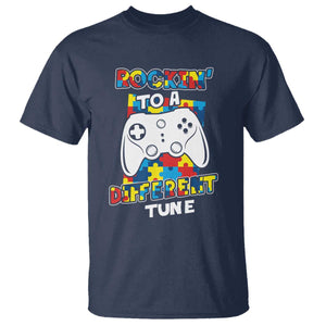 Autism Awareness T Shirt Rocking To A Different Tune Autistic Gamer TS09 Navy Printyourwear