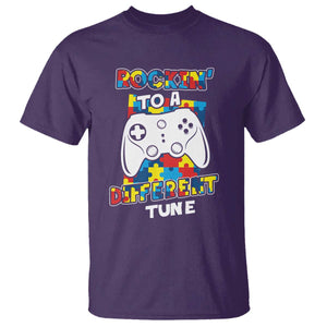 Autism Awareness T Shirt Rocking To A Different Tune Autistic Gamer TS09 Purple Printyourwear