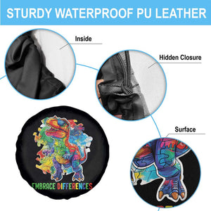 Autism Awareness Spare Tire Cover Embrace Differences Puzzle Dinosaur TS09 Print Your Wear
