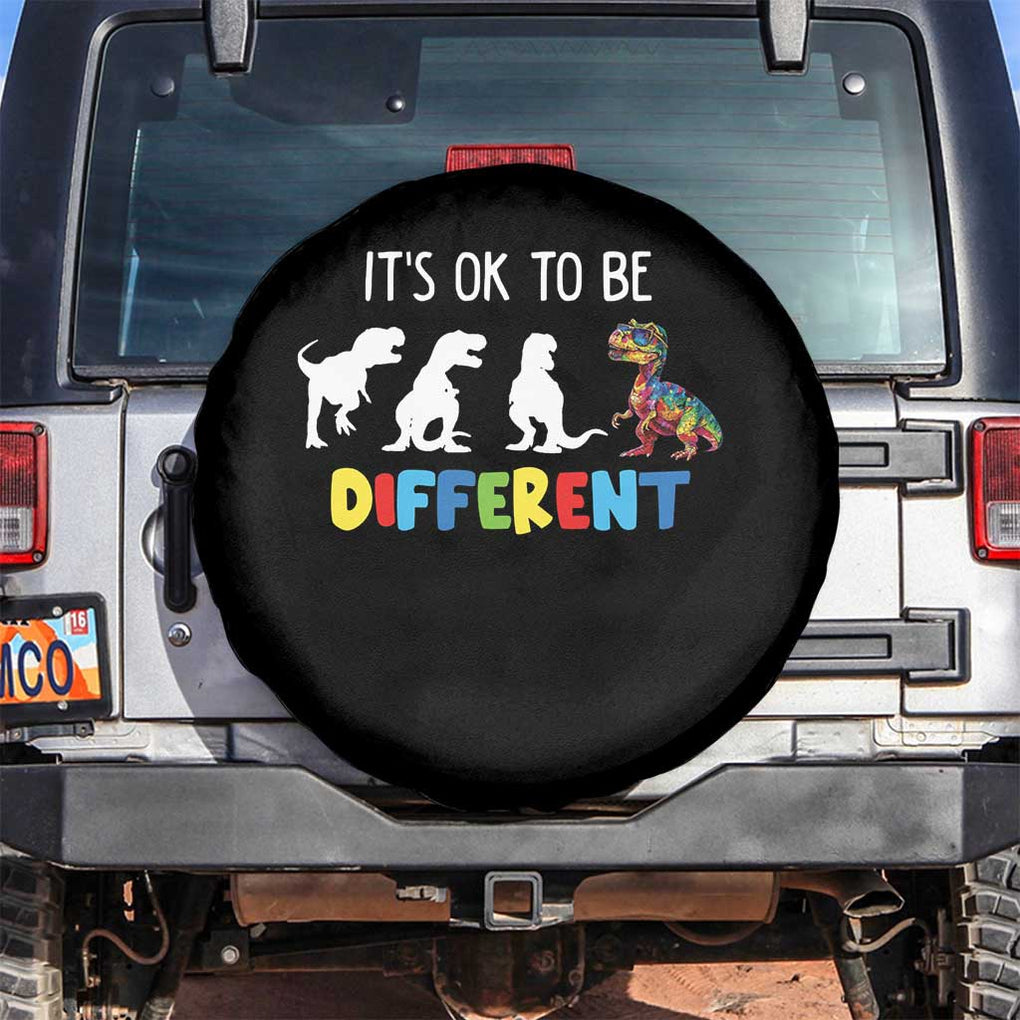 Autism Awareness Spare Tire Cover It's Ok To Be Different Puzzle Dinosaur TS09 No hole Black Print Your Wear