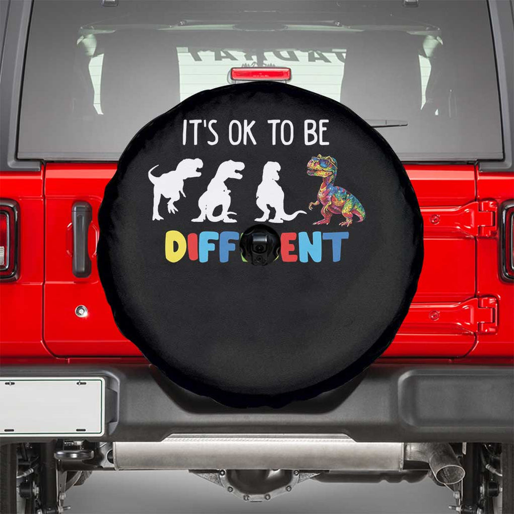 Autism Awareness Spare Tire Cover It's Ok To Be Different Puzzle Dinosaur TS09 Black Print Your Wear