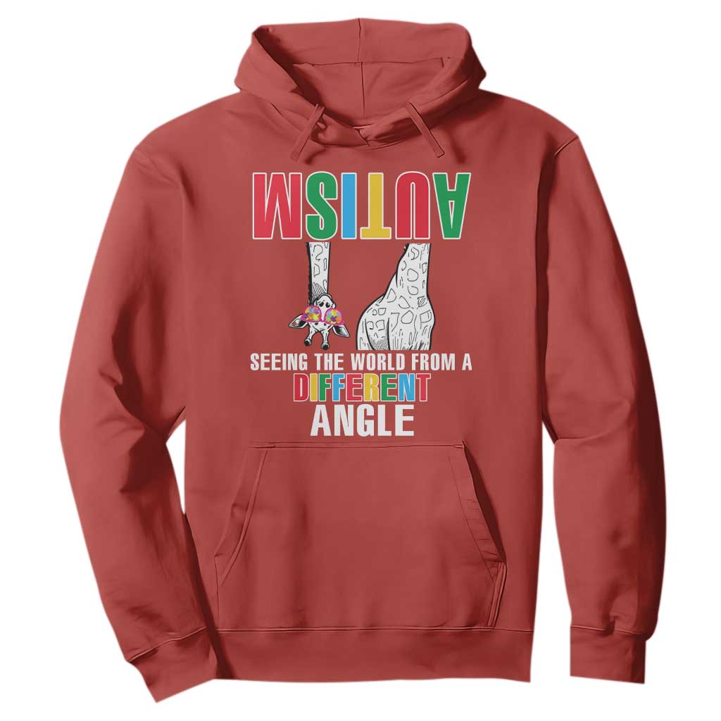 Giraffe Autism Seeing World Different Angle Hoodie TS09 Red Printyourwear