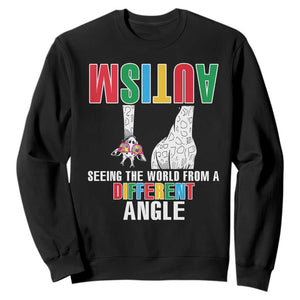 Giraffe Autism Seeing World Different Angle Sweatshirt TS09 Black Printyourwear