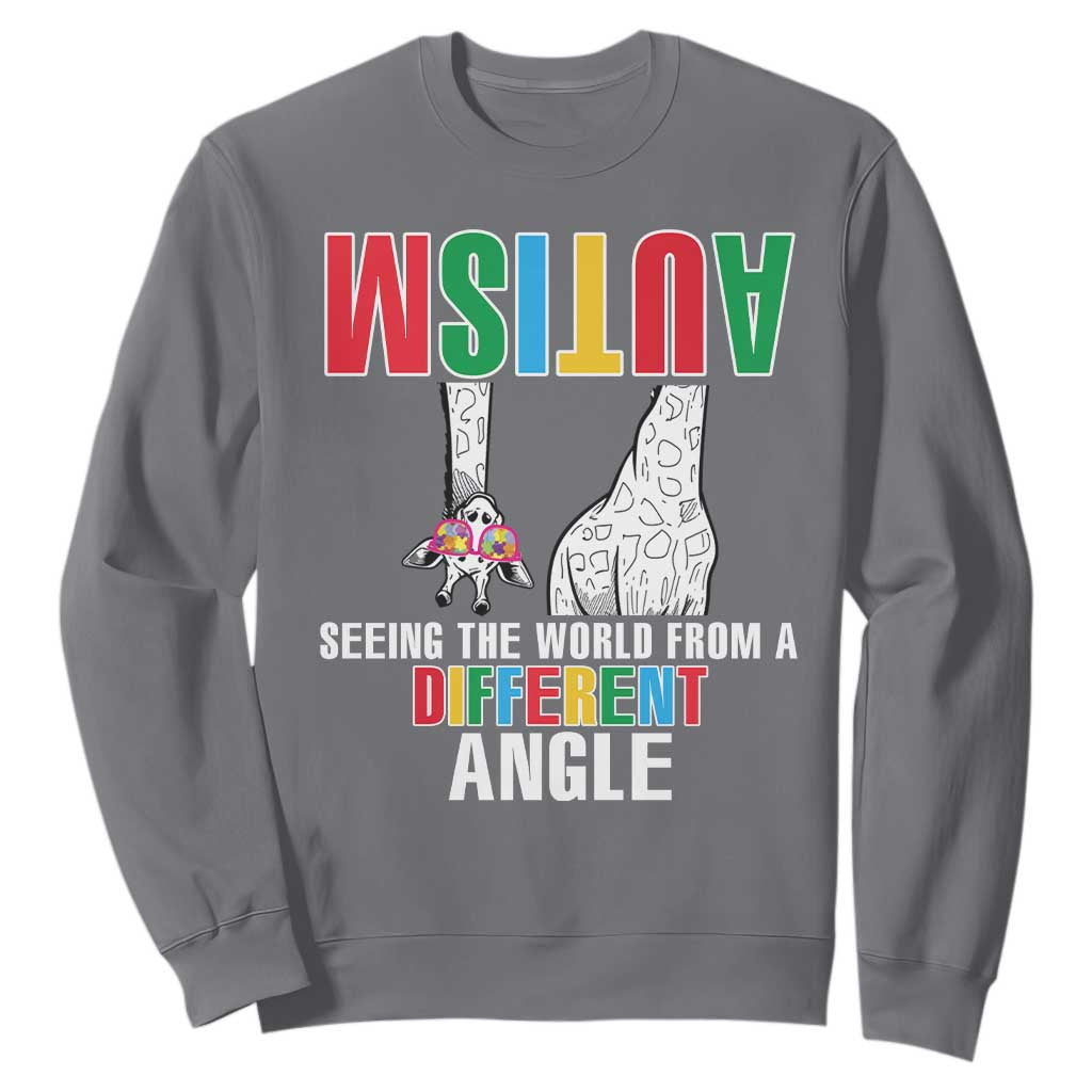 Giraffe Autism Seeing World Different Angle Sweatshirt TS09 Charcoal Printyourwear