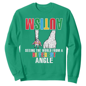 Giraffe Autism Seeing World Different Angle Sweatshirt TS09 Irish Green Printyourwear