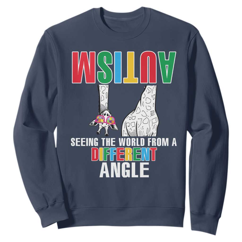 Giraffe Autism Seeing World Different Angle Sweatshirt TS09 Navy Printyourwear