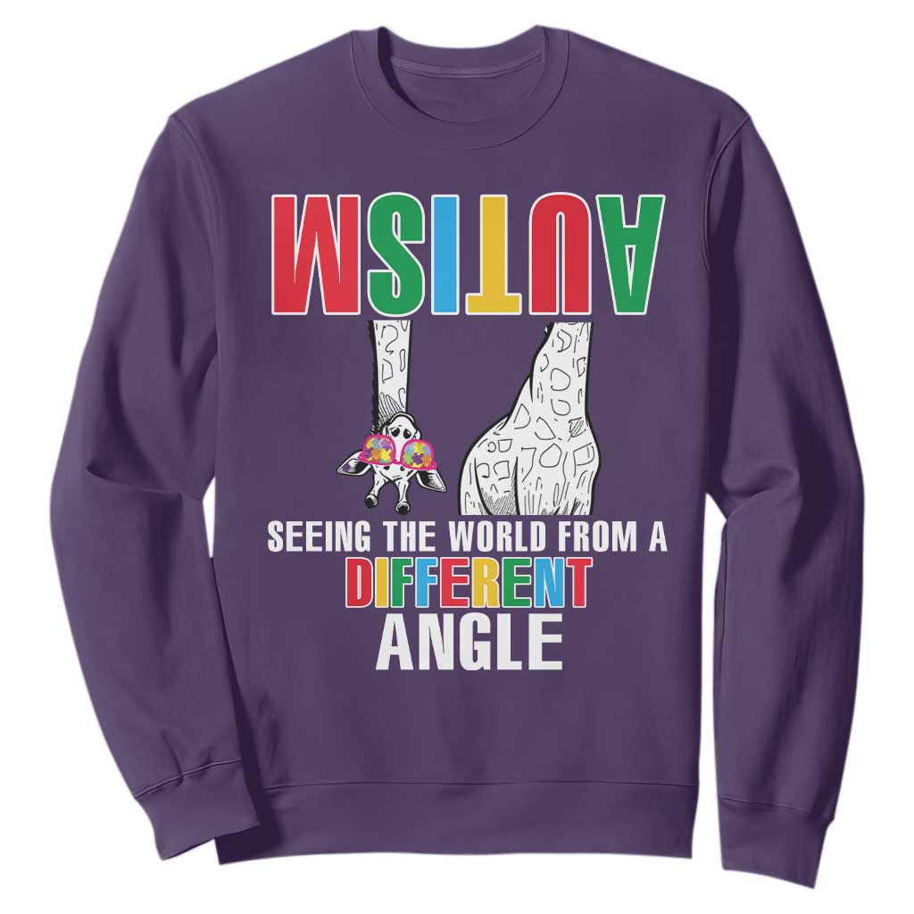 Giraffe Autism Seeing World Different Angle Sweatshirt TS09 Purple Printyourwear