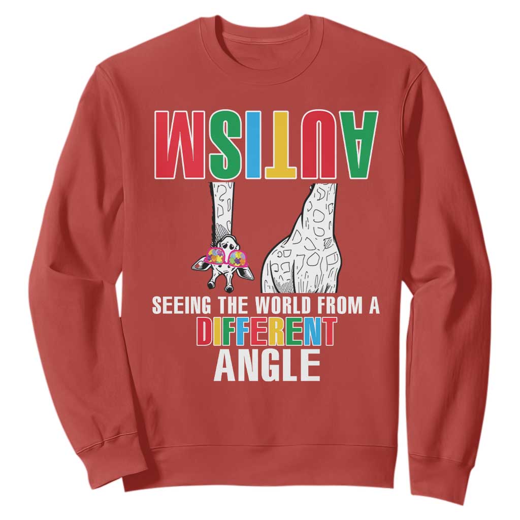 Giraffe Autism Seeing World Different Angle Sweatshirt TS09 Red Printyourwear