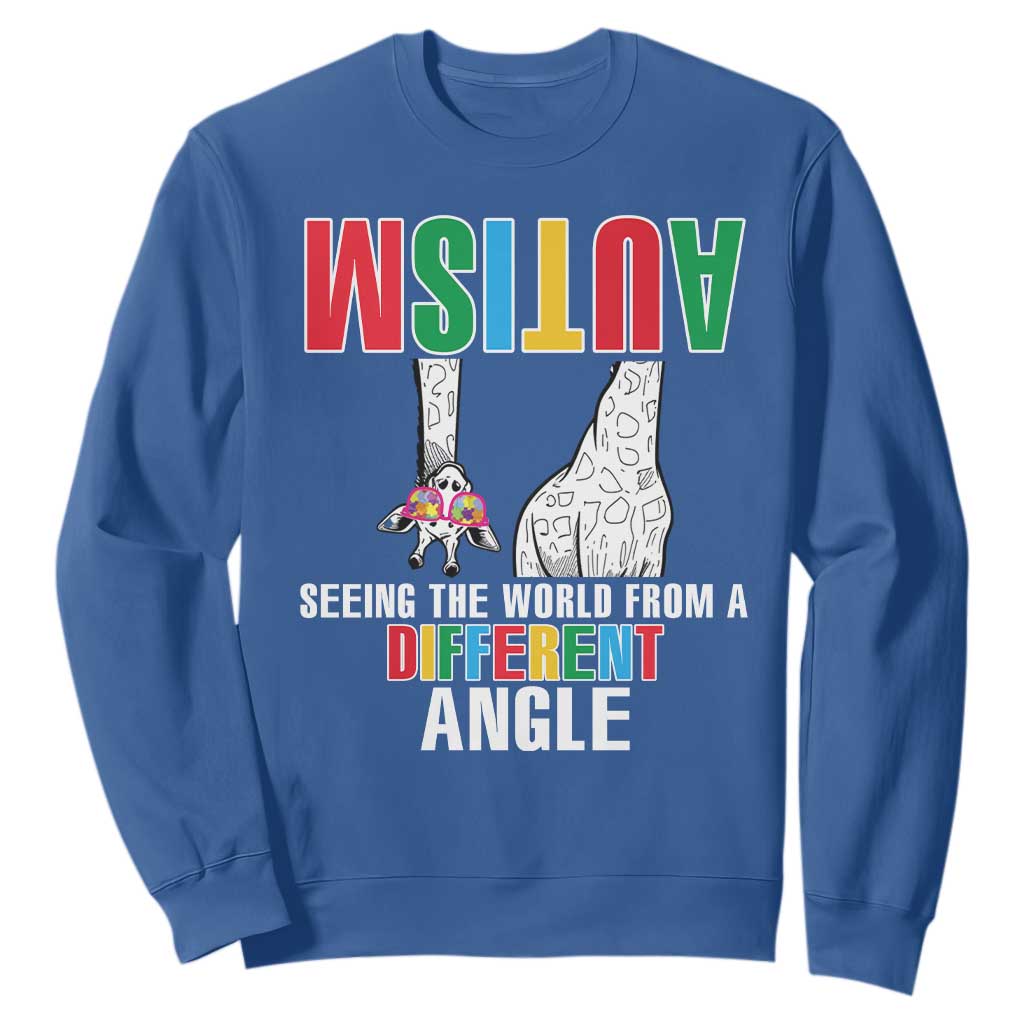 Giraffe Autism Seeing World Different Angle Sweatshirt TS09 Royal Blue Printyourwear