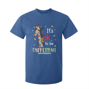 Autism Awareness T Shirt For Kid It's Ok To Be Different Puzzle Giraffe TS09 Royal Blue Printyourwear