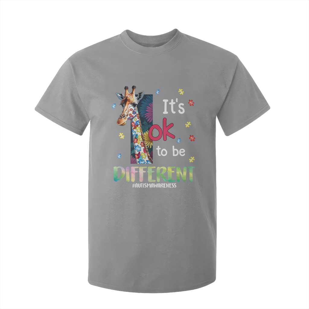 Autism Awareness T Shirt For Kid It's Ok To Be Different Puzzle Giraffe TS09 Sport Gray Printyourwear