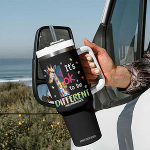 Autism Awareness Tumbler With Handle It's Ok To Be Different Puzzle Giraffe TS09 Print Your Wear