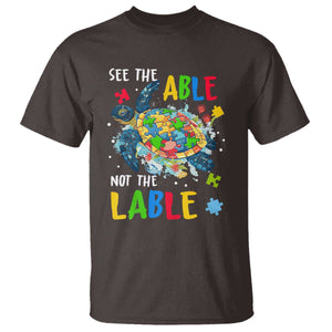 Autism Awareness T Shirt See The Able Not The Label Puzzle Sea Turtle TS09 Dark Chocolate Printyourwear