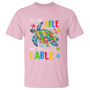 Autism Awareness T Shirt See The Able Not The Label Puzzle Sea Turtle TS09 Light Pink Printyourwear