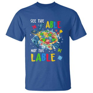 Autism Awareness T Shirt See The Able Not The Label Puzzle Sea Turtle TS09 Royal Blue Printyourwear