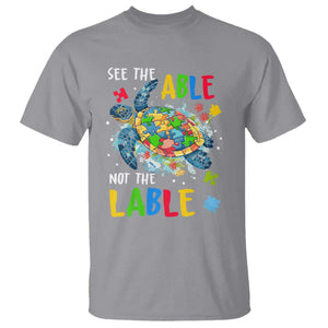 Autism Awareness T Shirt See The Able Not The Label Puzzle Sea Turtle TS09 Sport Gray Printyourwear