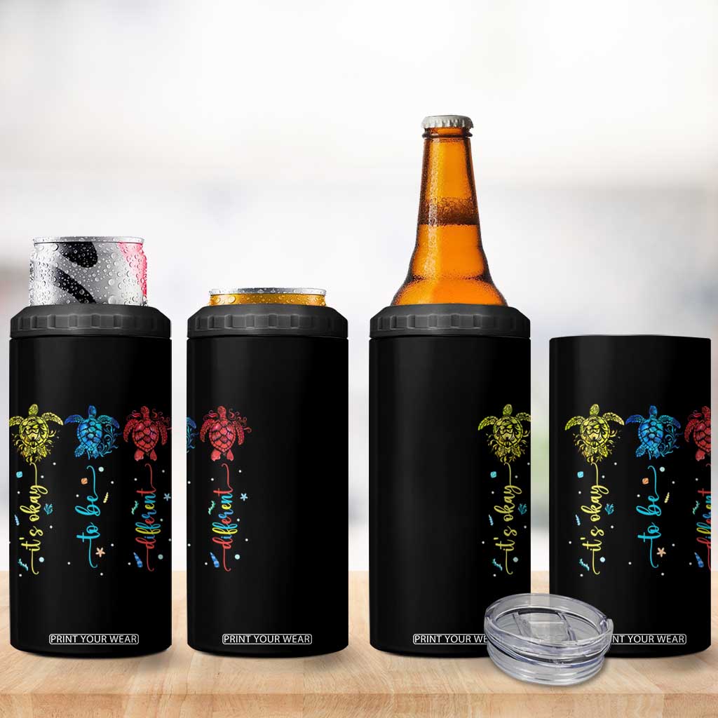 Autism Awareness 4 in 1 Can Cooler Tumbler It's Ok To Be Different Sea Turtle TS09 Print Your Wear