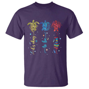 Autism Awareness T Shirt It's Ok To Be Different Sea Turtle TS09 Purple Printyourwear