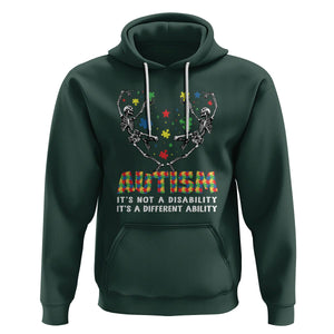 Autism Awareness Hoodie Skeleton It's Not A Disability It's A Different Ability TS09 Dark Forest Green Printyourwear