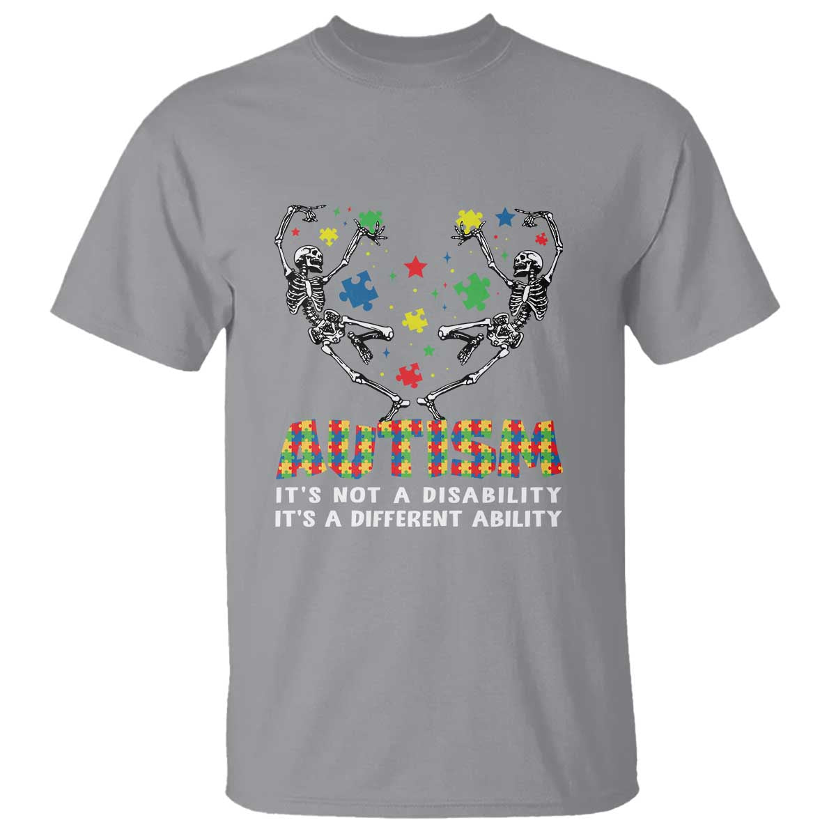 Autism Awareness T Shirt Skeleton It's Not A Disability It's A Different Ability TS09 Sport Gray Printyourwear