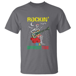 Autism Awareness T Shirt Rockin' To A Different Tune Skeleton TS09 Charcoal Printyourwear