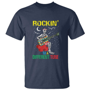 Autism Awareness T Shirt Rockin' To A Different Tune Skeleton TS09 Navy Printyourwear