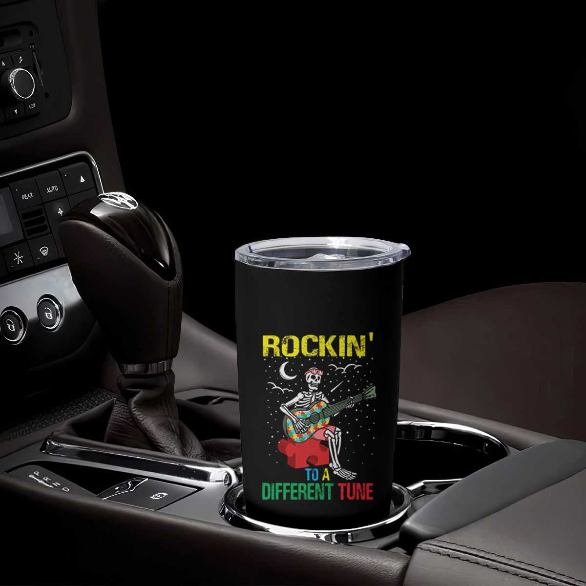 Autism Awareness Tumbler Cup Rockin' To A Different Tune Skeleton TS09 Print Your Wear