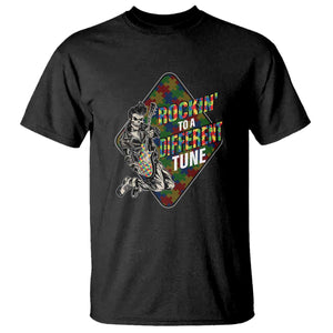 Autism Awareness T Shirt Rockin' To A Different Tune Skeleton TS09 Black Printyourwear