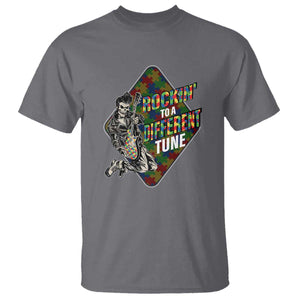 Autism Awareness T Shirt Rockin' To A Different Tune Skeleton TS09 Charcoal Printyourwear